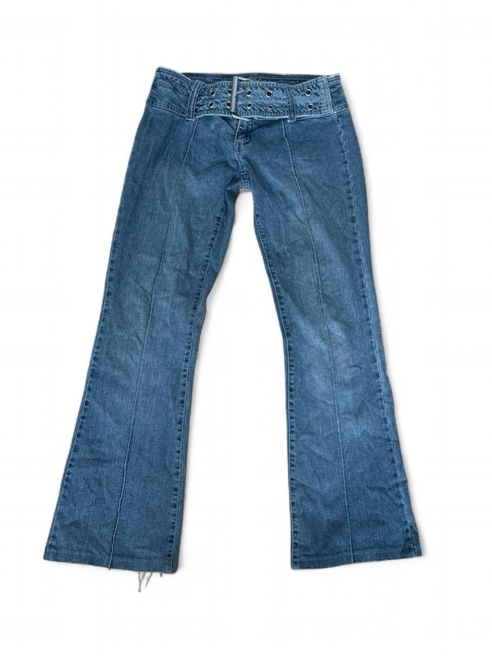 BONGO Women's Blue Flared Jeans with Grommet Waist Belt - Picture 6 of 6